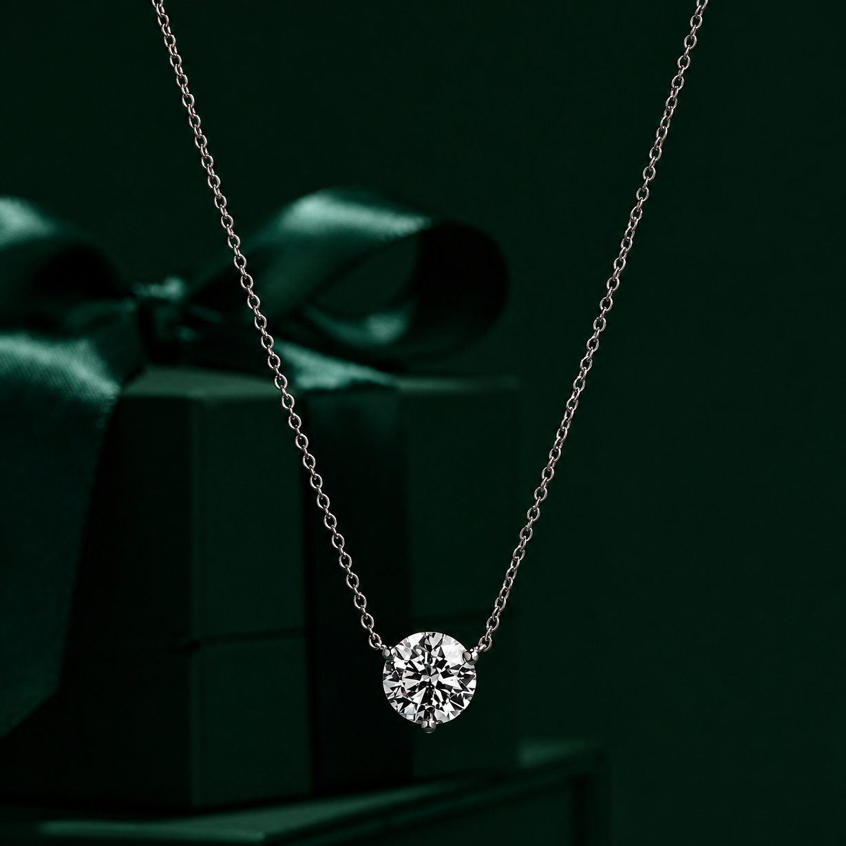 Round brilliant solitaire necklace